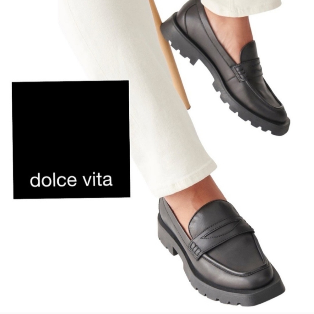 $40 each,2 PAIRS Dolce Vita Elias lug sole loafers, black, size 8 and size 7 1/2